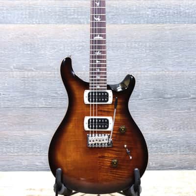 PRS SE Custom 24 Flame Maple Veneer Top Black Gold Burst Electric Guitar w/Bag image 2