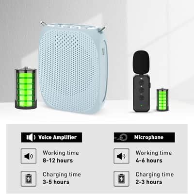 Voice Amplifier Wireless Lavalier Microphone, Teacher Microphone with Speakers, Wireless Lapel Amplifier, Mini Voice Amplifier for Teachers, Speech, Meeting, Yoga, Streaming image 3