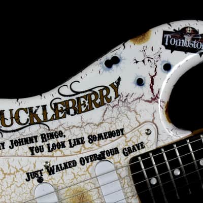 Custom Crackle Painted and Upgraded Fender Squier Strat With Graphics and Matching Headstock image 8