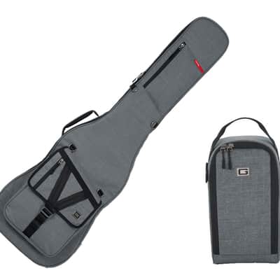Gator GT-BASS-GRY Bass Guitar Bag - Light Gray + Add-On Accessory Bag image 1
