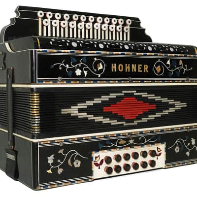 Hohner Antique Decorated Vintage Button Accordion Garmon Squeezebox Concertina, 2227, made in Germany Amazing Wonderful sound image 4