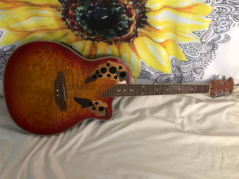 New York Pro Ovation Copy Acoustic Electric Guitar NICE image 1