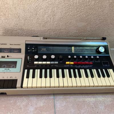 Sankei Entertainer TCH-8800 Drum Machine, Synth Keyboard, Mixer Amp, Radio, Tape Player Recorder 1978 - Tan and black plastic image 1