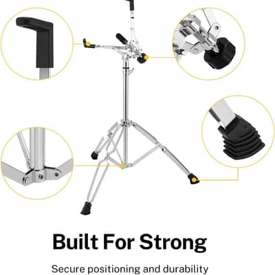 Tall Adjustable Snare Drum Stand with Drumstick Holder – 26"–40" Height, Double-Braced Stand for 10"–14" Drums & Practice Pads image 3