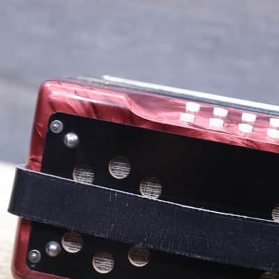 Hohner Erica 2-Row 8-Bass 21-Treble Button A-D Red Diatonic Accordion - Germany image 11