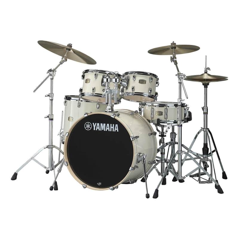 Yamaha Stage Custom Birch 5pc Drum Set w/22BD & 680 Hardware Classic White image 1