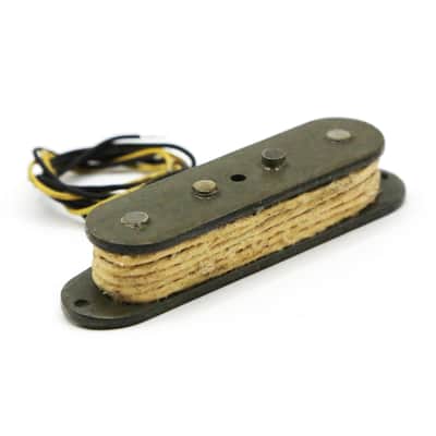 1978 Fender Telecaster Bass Pickup Rare Tele Staggered 4 Pole Piece White Cloth Gray Bobbin Yellow Black Plastic Wire Precision P Bass (#2 - 122378 - 7.42) image 4