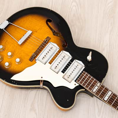 1960s Kay Swingmaster K763 Vintage Hollowbody Guitar w/ Kleenex Box Pickups, Case image 9