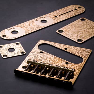 TL Paisley Hardware Kit (Tele/Telecaster Bridge & Plates / Engraved) image 1