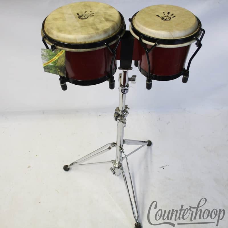 *X8 Bongo Drums + LP Stand Mount 8x7,6.5x7 Latin Percussion Natural Wood Shells* image 1