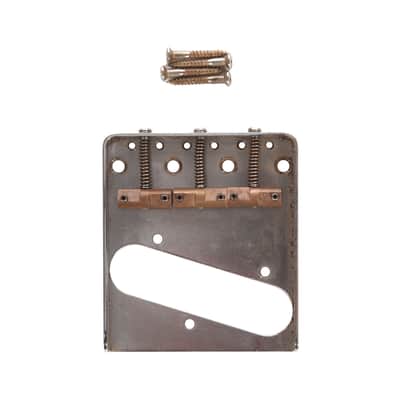 GuitarSlinger Tele Bridge Aged Brass Compensated Saddles image 4