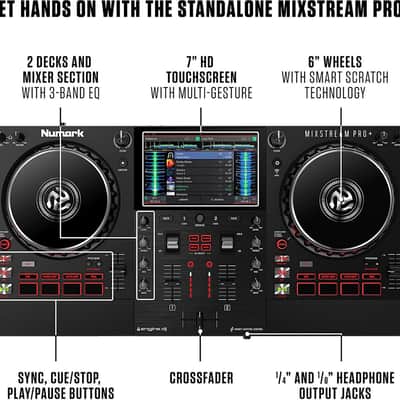 Numark Mixstream Pro+ DJ Controller For Amazon Music, Serato & Virtual DJ w/ Mixer, Touchscreen, WiFi, Speaker image 1