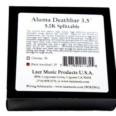 Lace Alumitone Aluma Deathbar 3.5 - 7 or 8 String Guitar Pickup - Black image 4
