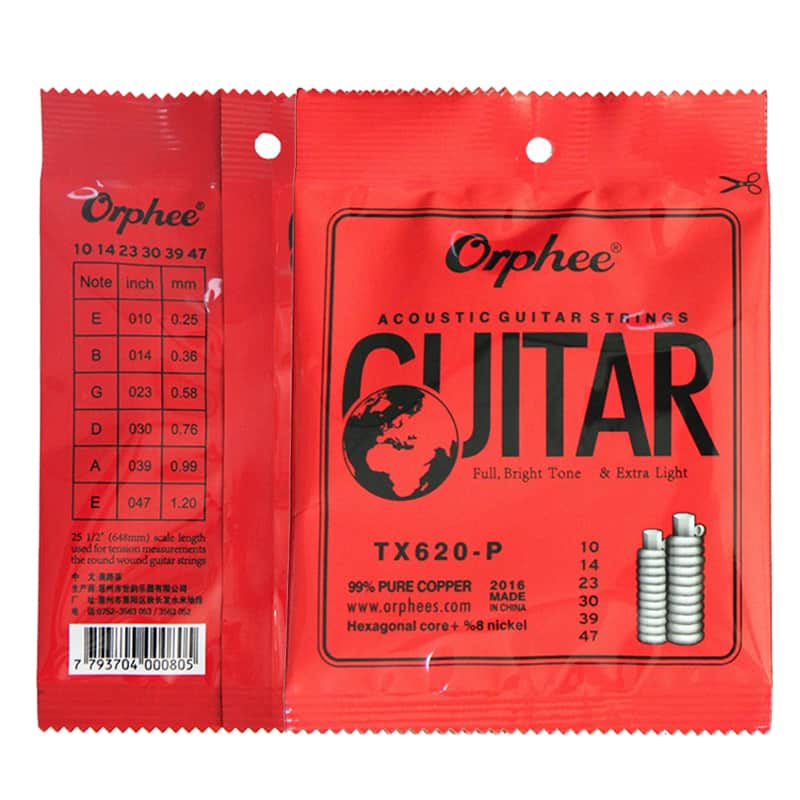 5 PACKS Orphee Acoustic Folk Guitar Strings (.010-.047) High Carbon Steel image 1