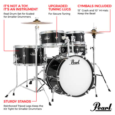 Pearl Roadshow Jr kit  HDW Jet Black 8x5,10x5.5,13x10,12x4,16x10 image 4