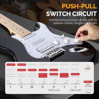 Glarry GST Electric Guitar HSS Pickups w/20W Amplifier Black image 8