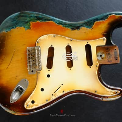 Fender Stratocaster RI Reissue Sunburst over Blue Zebra Body Heavy Aged Relic Made in USA image 6