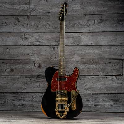 Fender Custom Shop Limited Edition Bow Tie Telecaster Custom Relic with Gold Hardware - 3A Rosewood Fingerboard, Black with Aged Natural Back and Sides image 4
