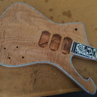 Christopher Scott Iceman figured flame maple solid top , Mahogany , unfinished guitar unfinished body , unfinished guitar DIY image 12