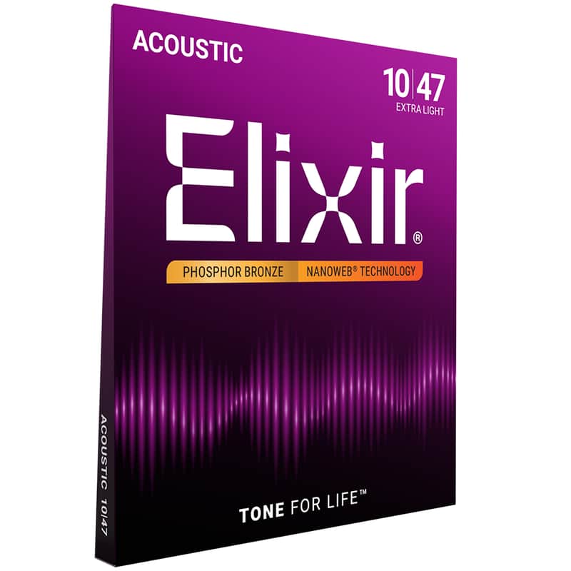 Elixir Phosphor Bronze Acoustic Guitar String Set NANOWEB Coating X-Light 10-47 image 1