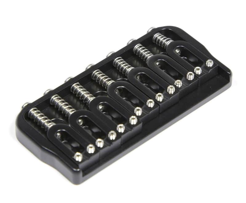 Hipshot 7-String LEFT-HANDED Hardtail Fixed Electric Guitar Bridge .125" - BLACK image 1