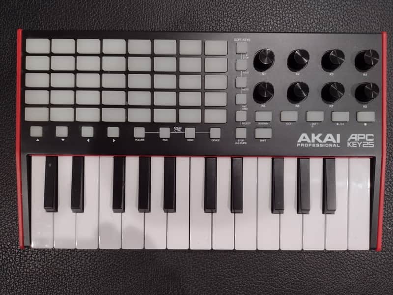 Akai APC Key 25 MKII MIDI Controller 2023 - Present - Black - With Red USB Cable image 1