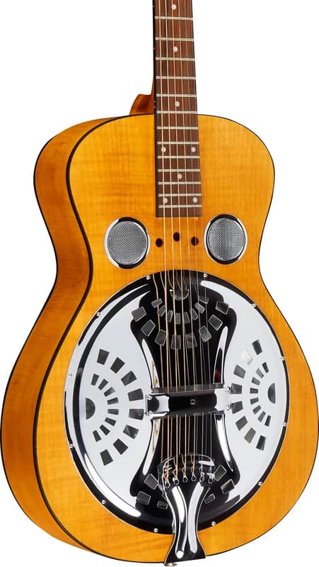 Epiphone Dobro Hound Dog Deluxe Round Neck Resonator Acoustic Guitar, Flame Maple Top, Vintage Brown image 1