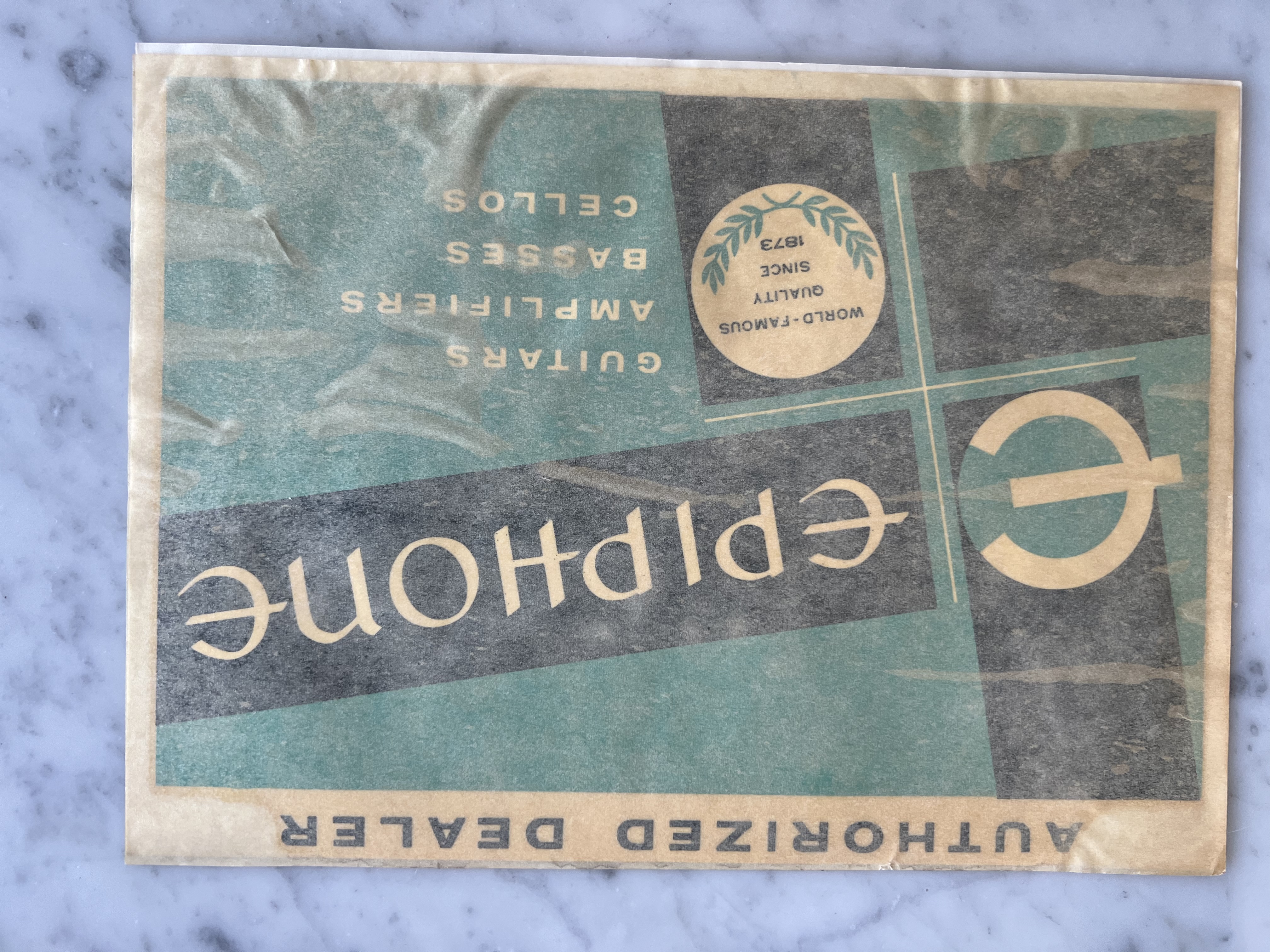 Early 1960’s Epiphone Authorized Dealer Sticker Rare Vintage Kalamazoo Era