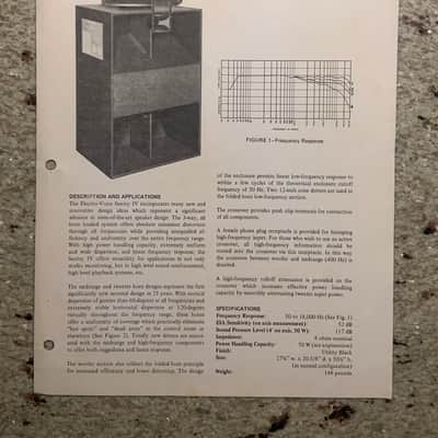 Vintage 1970s Kustom Electro Voice Sentry IV Professional Loudspeaker System Spec Sheet! image 1