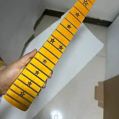 Yellow Strat Style Guitar Maple Neck, 22 Frets Fingerboard, Stars Inlay Markers image 5