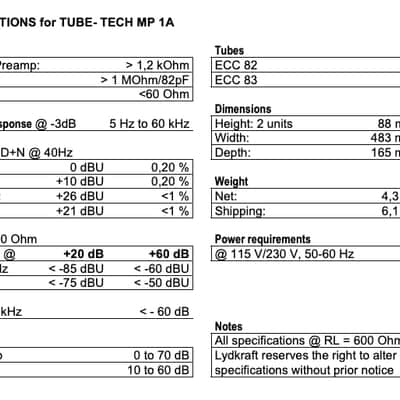 Tube-Tech MP 1A 2-Channel Mic Pre / DI Bild 4