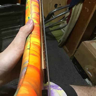 Unbranded Short Scale Headless Bass guitar - Matte UV Reactive Paint image 6