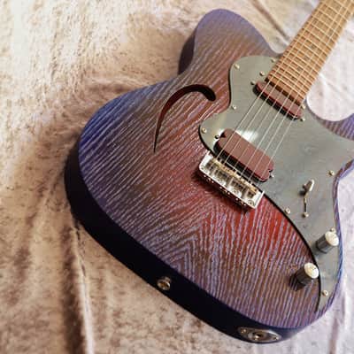 Build to Order GB Liuteria Traditional Tele Semi Hollow  red and blue image 13