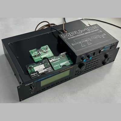 Roland JV-2080 Super JV Synth Module + 11 SR-JV80 Expansion Boards + Roland MPU-103 MIDI Switcher — Original Owner
