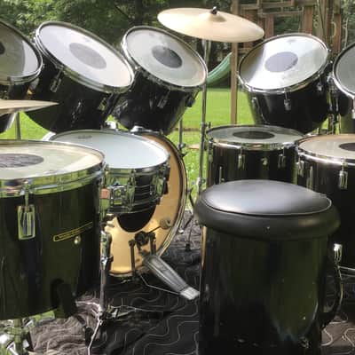 Pearl Peter Criss 1970’s KISS Alive 2  Drum Set Black/Chrome 14-Piece Fiberglass Concert Tom Drums image 12