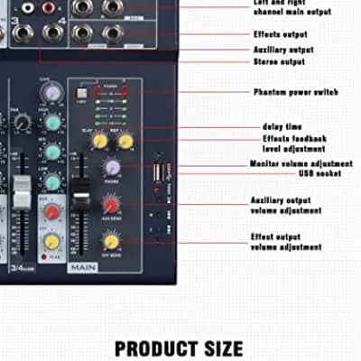 F4 Weymic Professional 4-Channel 2-Bus Mixer | DJ Stage, Recording, Karaoke Music Application Mixer image 6