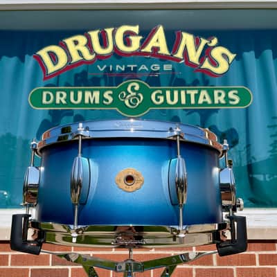 Slingerland Radio King Artist 6.5x14 3-Ply Mahogany/Poplar Snare Drum Silver & Blue Lacquer image 1