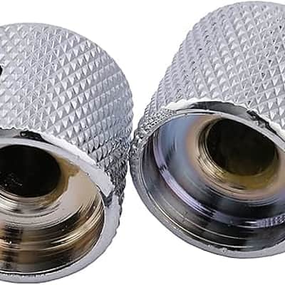 6mm Steel Knurled Telecaster Dome Knobs with Set Screw for Tele Electric Guitar or Precision Bass, Chrome (Set of 2) image 1