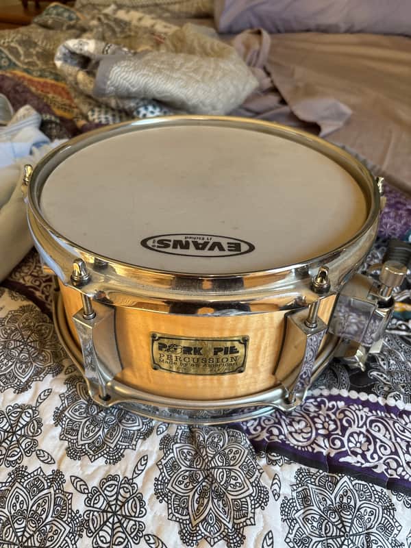 Pork Pie Custom 5x10" Figured Maple - Mahogany Side Snare 2024 Natural Satin image 1
