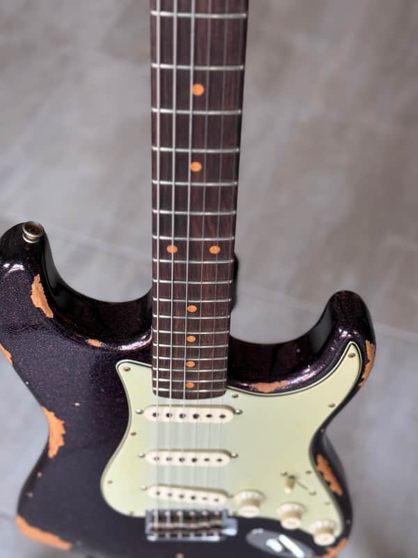 Fender Custom Shop 61 Stratocaster Guitar Heavy Relic 2023 - Super Faded/Aged Magenta Sparkle image 1