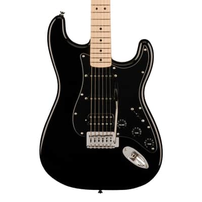 Squier Sonic Stratocaster HSS, Maple Fingerboard, Black Pickguard, Black image 1