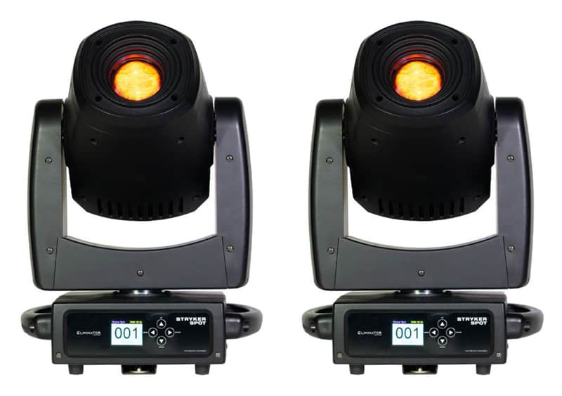 2 Eliminator Lighting ADJ Stryker Spot 7 Colors 150W LED Moving Head Spot Lights image 1