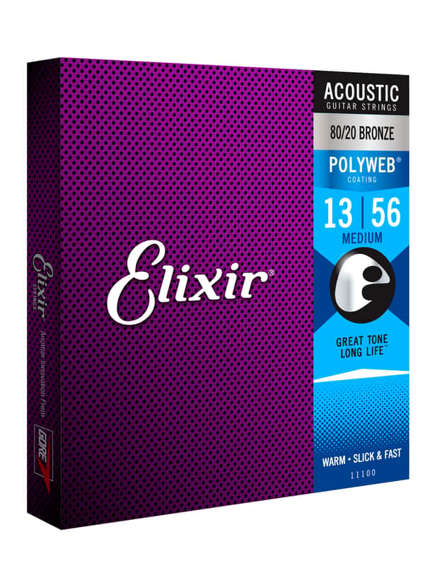 Elixir 11100 Polyweb 80/20 Bronze Acoustic Guitar Strings - Medium (13-56) image 1
