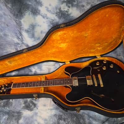 Vintage RARE 1962 to 1967 Gibson No Logo Black Gold Plush ES 335 330 Hard Shell Electric Guitar Case image 17