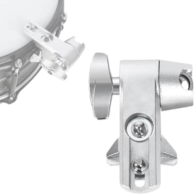 Snare Drum Hoop Clamp Multifunctional External Snare Drum Clamp Ajustable Drums Set Mountiing Clamps Drums Hoops Mounting Bracket for Cowbell, Jam Block, Tambourine, Splash Cymbal Silver image 1