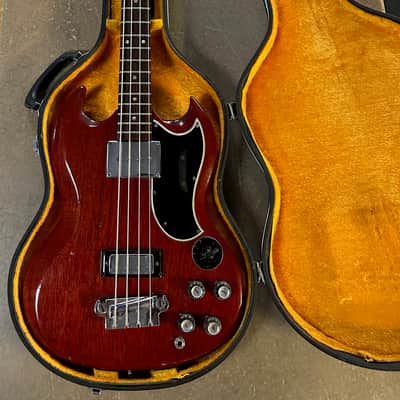 Vintage 1966-69 Gibson EB-3 Bass in Cherry Finish Reset Neck w/ Period-Adjacent Aftermarket Case in Good Condition! image 16