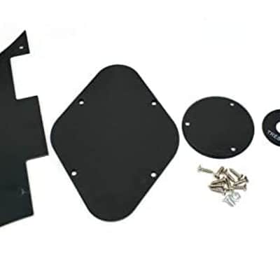 Jiayouy 1 Set 1Ply Electric Guitar Pickguard Scratch Plate Backplate Switch Covers with Silver Bracket for Gibson Les Paul Style Guitar Replacement Black image 5