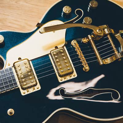 Gretsch Professional Broadkaster Jr. LX Center Block w/String-Thru Bigsby & Deluxe Hardshell Case, Midnight Sapphire image 7