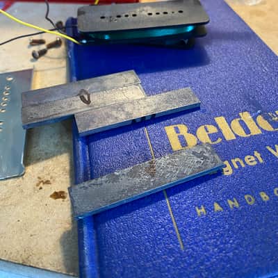 General Vintage Tone  1950 ‘s P90 guitar Pickup set Soap bars  Belden green wire 42awg NOS and nos m image 7