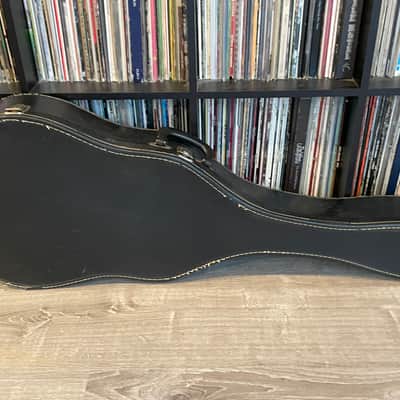 Vintage Acoustic Guitar Case 1960’s-1970’s Black w Orange Gold Interior image 17